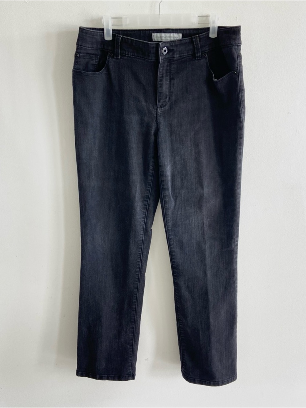 3/$25 Chicos platinum‎ black denim jeans size 1.5 or 10 short 32 x 29